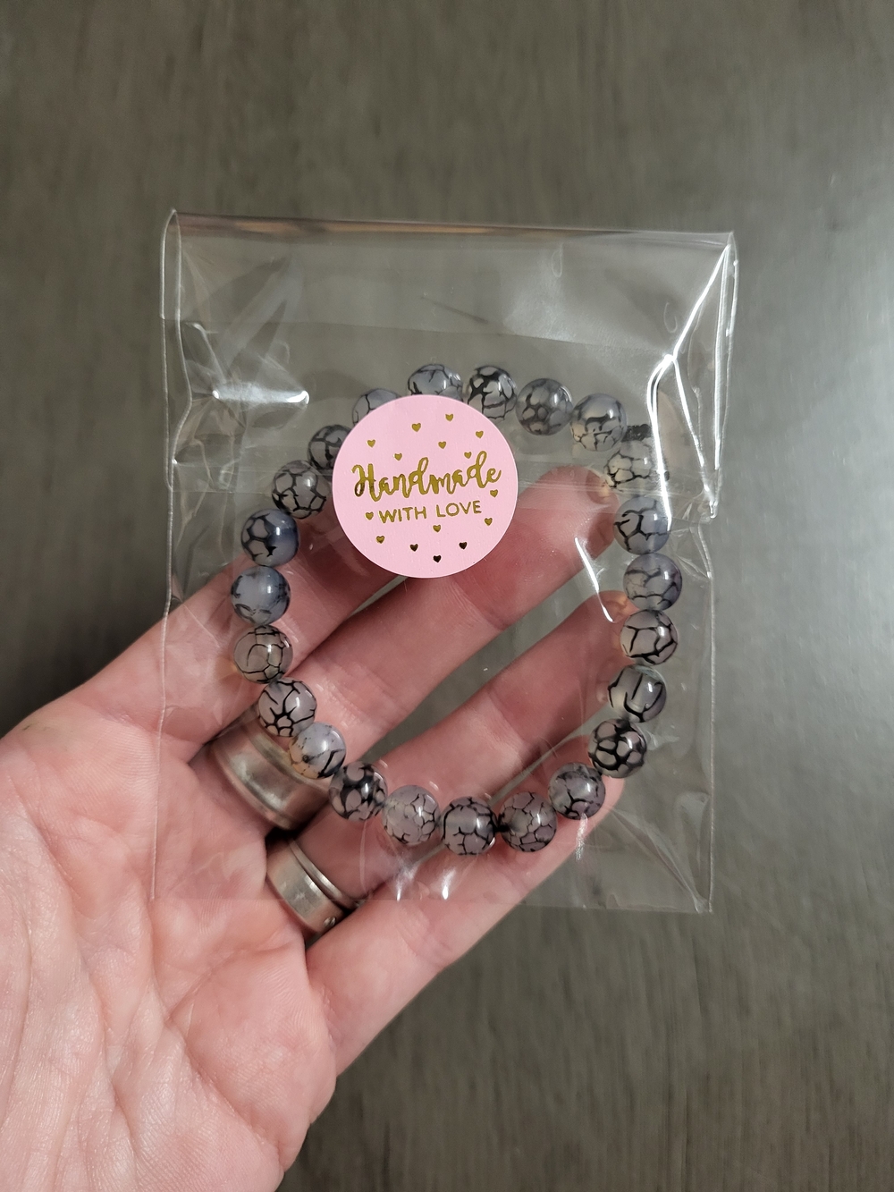 Dragon Vein Agate Healing Bracelet, 7 Inch Bracelet, Handmade With Love